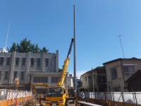 グランド外周防球ネット工事 施工写真1